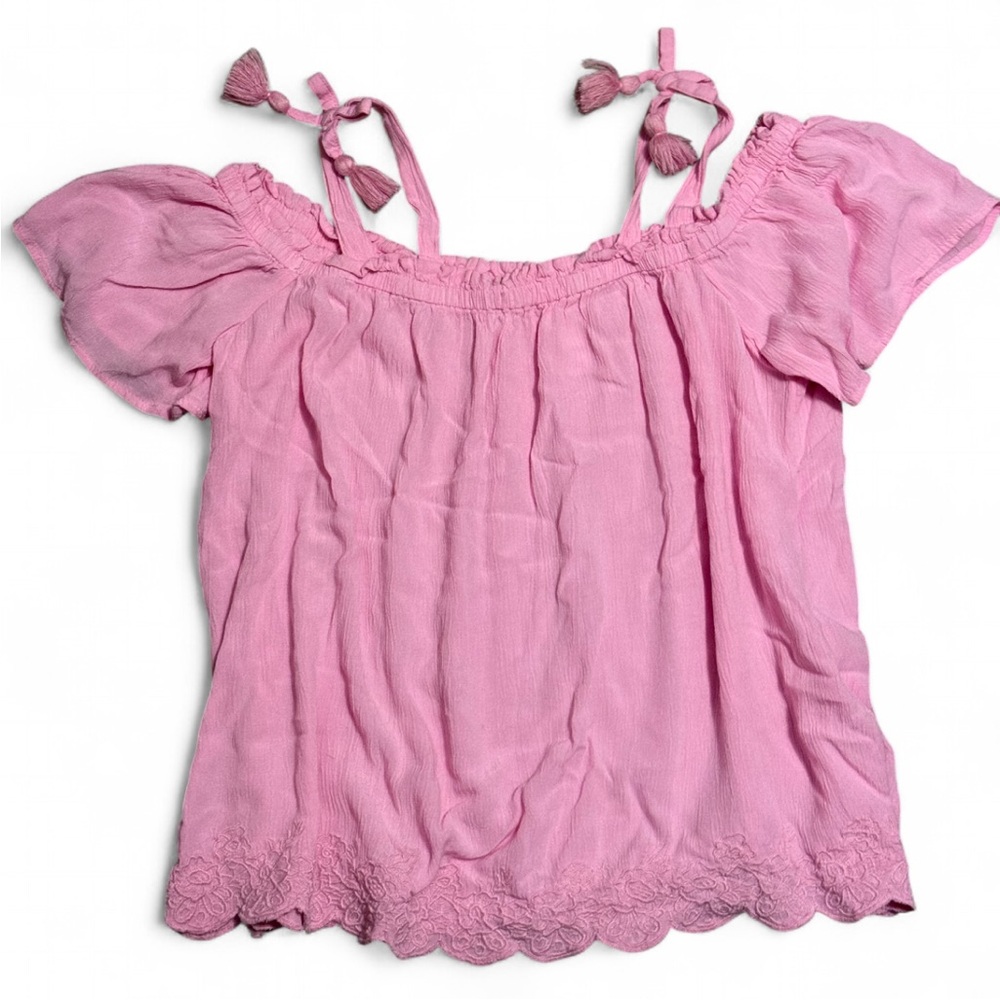 Justice Pink Ruffle Sleeve Blouse